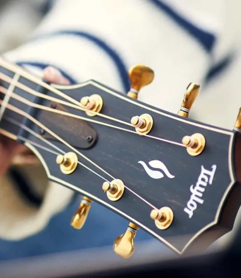 Close up of the headstock of the guitar