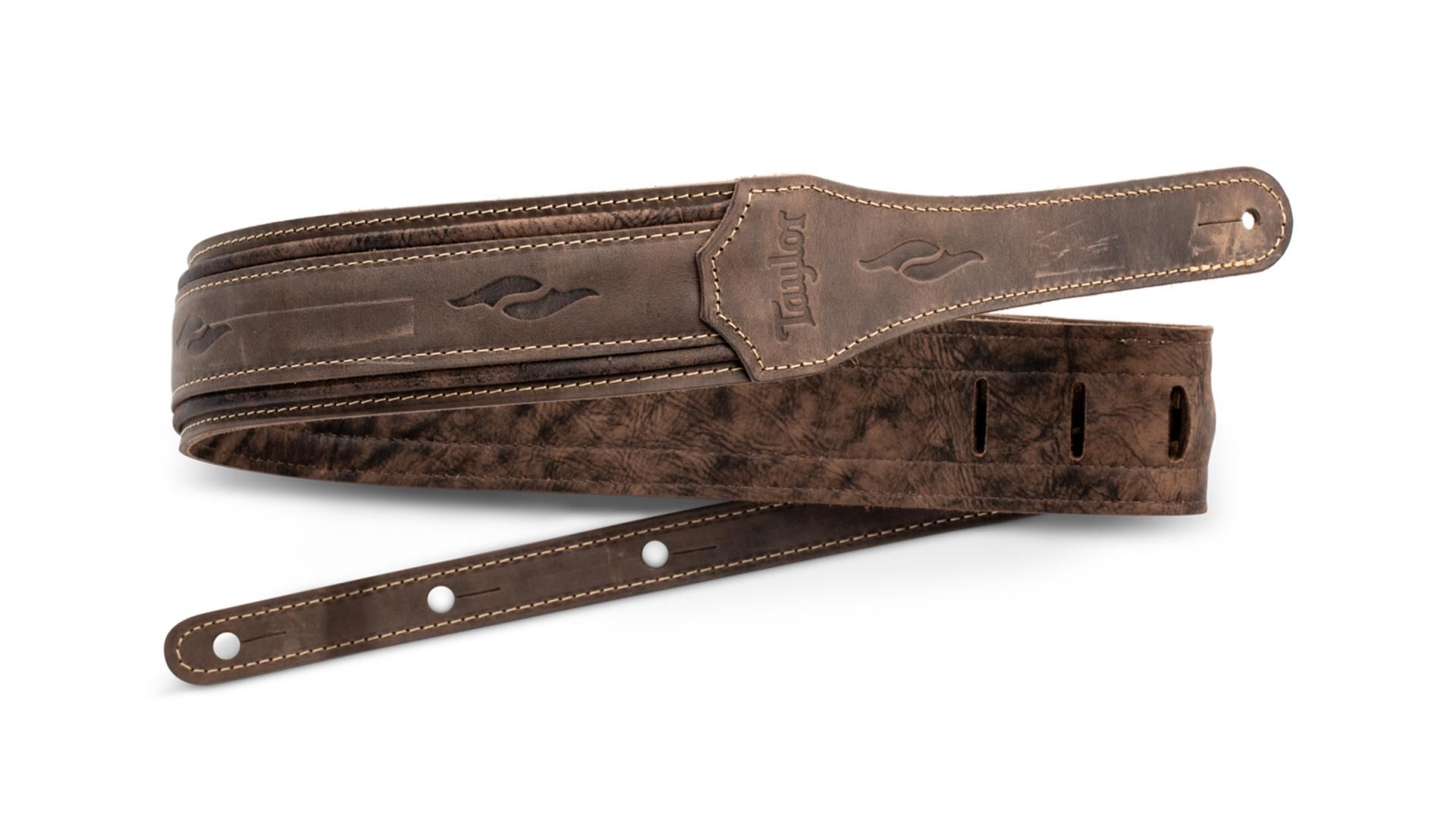 Distressed leather shop guitar strap