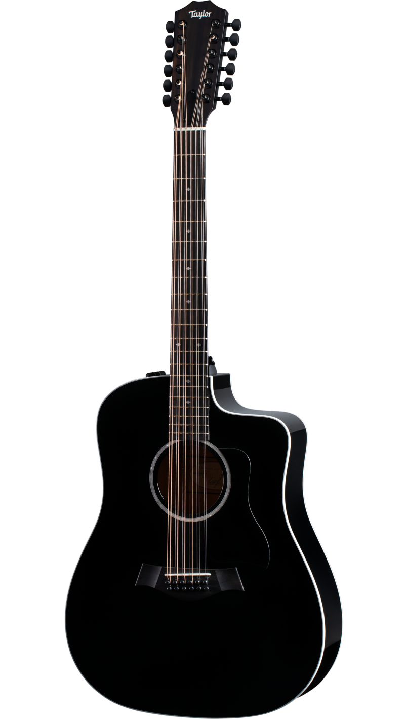 black acoustic guitar with white trim